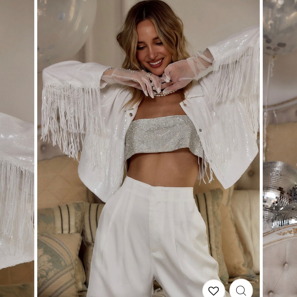 12th tribe white sequin jacket size:M/L